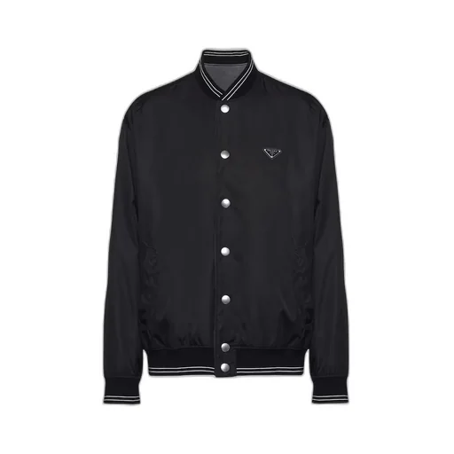 Reversible Re-Nylon and cotton fleece bomber jacket