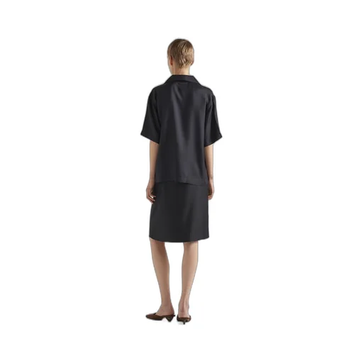 Printed twill midi-skirt