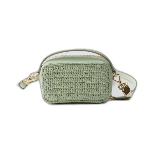 Crochet and leather mini-pouch