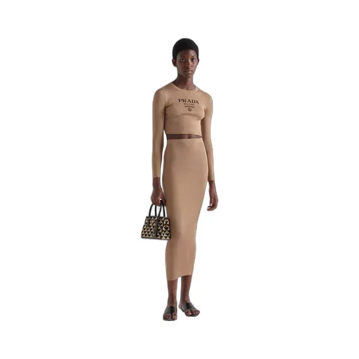 Long silk knit skirt