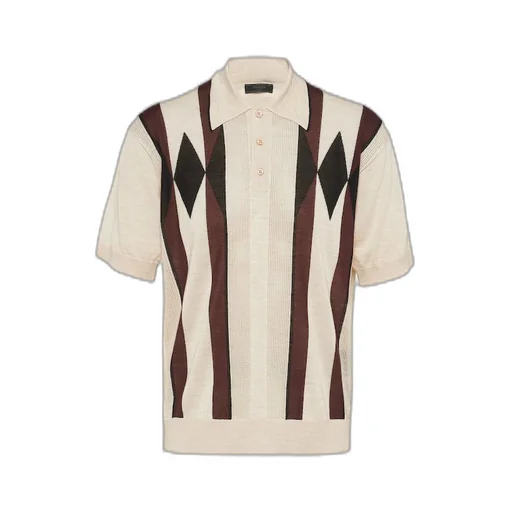 Argyle knit cashmere polo shirt