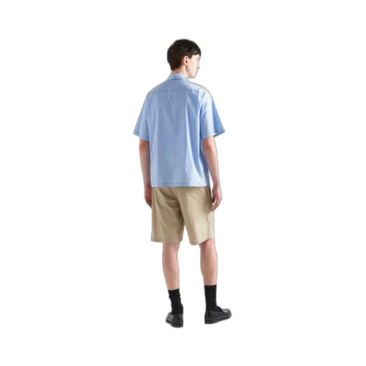 Short-sleeved stretch cotton shirt
