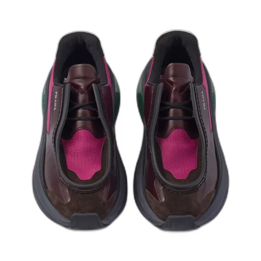 Systeme brushed leather sneakers with bike fabric and suede elements