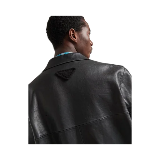 Leather pea coat