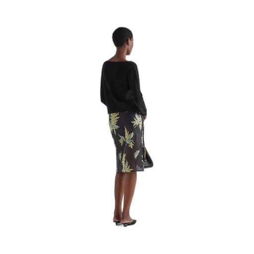 Embroidered organza midi-skirt