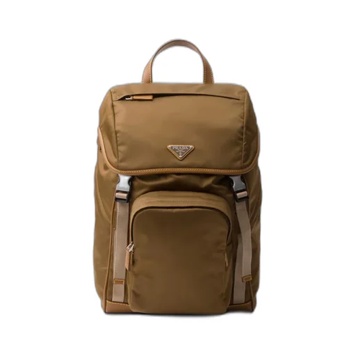 Re-Nylon and leather backpack