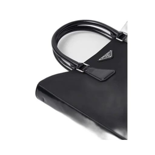 Re-Nylon and brushed leather tote bag