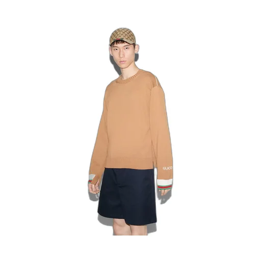 Cotton sweater with Gucci intarsia