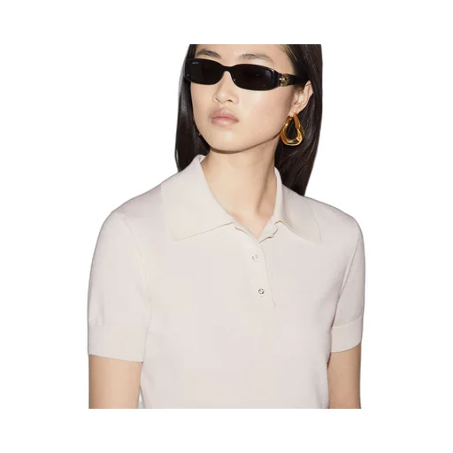 Wool silk polo top
