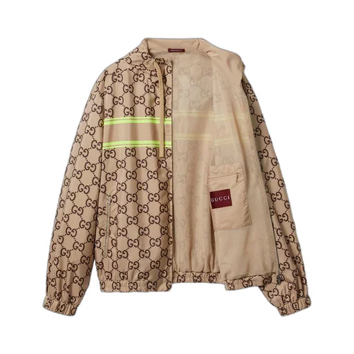 Light nylon GG print hooded jacket
