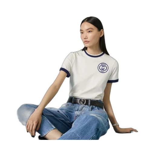Cotton jersey T-shirt with Gucci embroidery