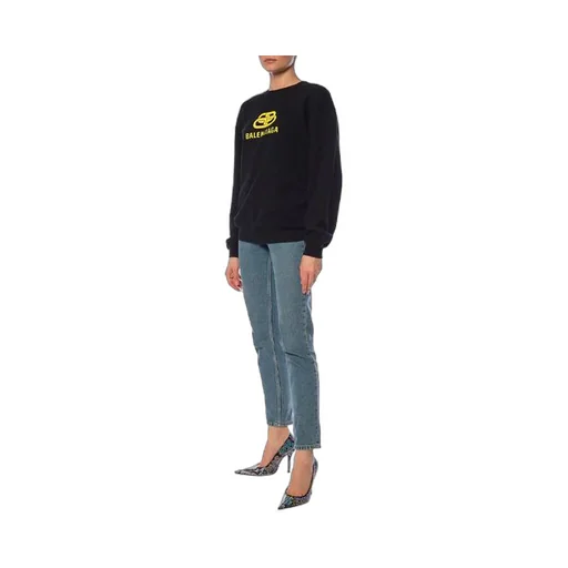Logo Printing Cotton Round-neck Swea Black
