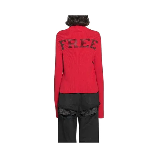 Ribbed Printed FREE Turtleneck Sweater