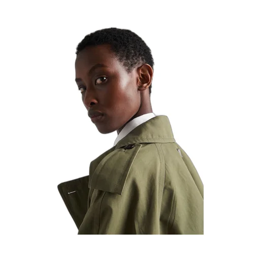 Double-breasted canvas trench coat