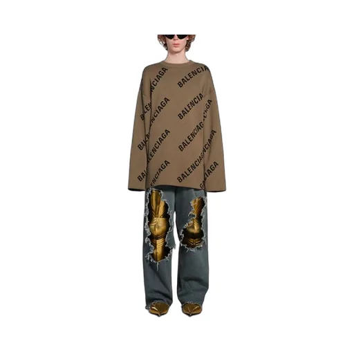 All Over Logo Crewneck Wool Knit Sweater