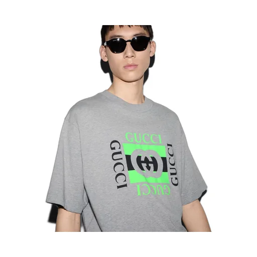 Cotton jersey T-shirt with Gucci print
