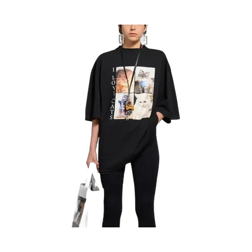 I Love Cats Print T-Shirt