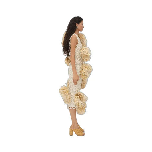 Paper Mesh Crochet Top With Pompom