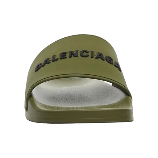 Pool Slides Khaki 3D Logo