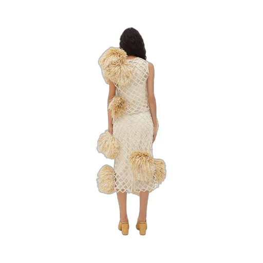 Paper Mesh Crochet Top With Pompom