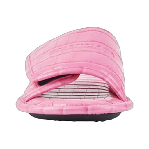 Home Crocodile Pattern Calfskin Mules Pink
