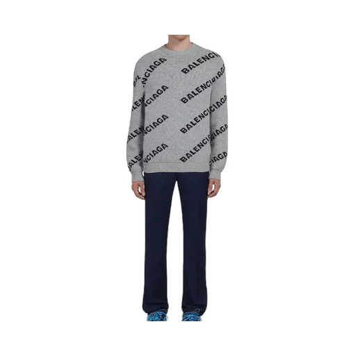 Wool Blend All Over Logo Crew Neck Sweatshirt