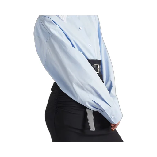 Poplin shirt with fringed collar