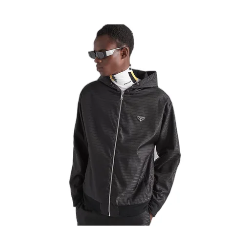 Reversible cotton fleece and Re-Nylon hoodie jacket