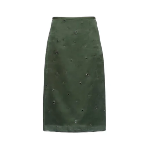 Grommet-embellished organza midi-skirt