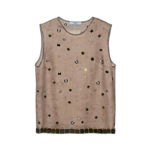 Organza top with grommet embellishment