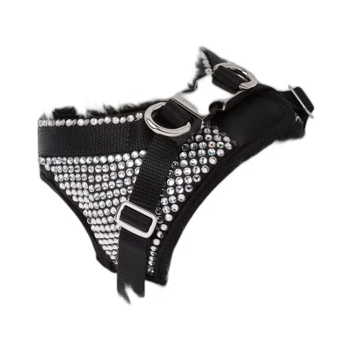 Crystal-studded satin dog harness