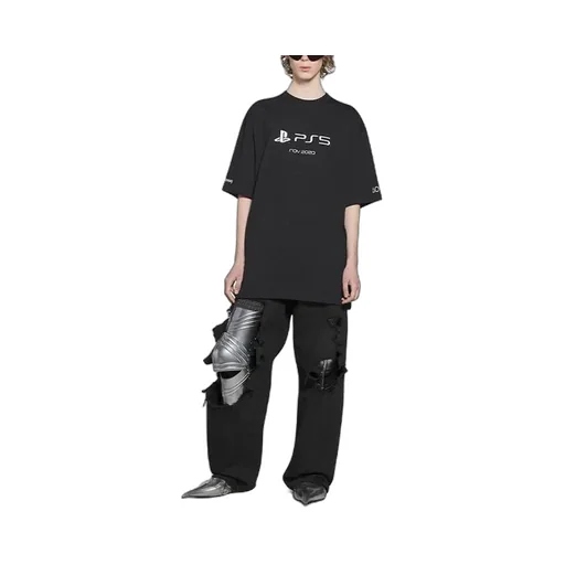 x PlayStation Crossover Ps5 Alphabet Geometry Pattern Printing T-Shirt