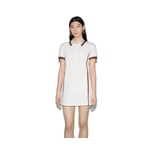 Cotton crêpe piquet polo dress