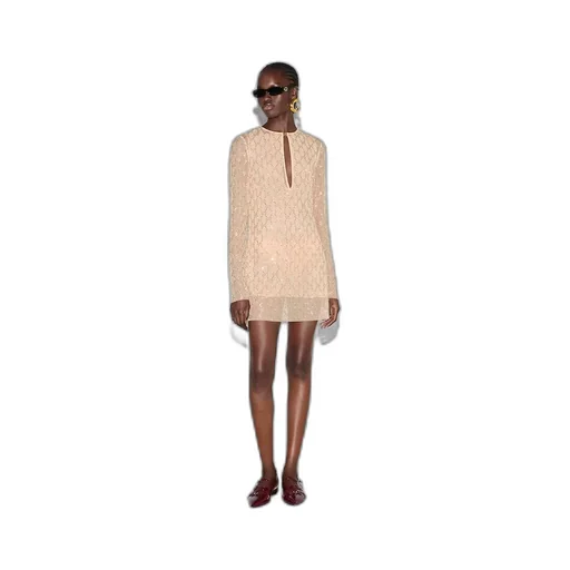 Crystal GG nylon tulle dress