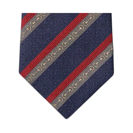 Horsebit striped silk jacquard tie