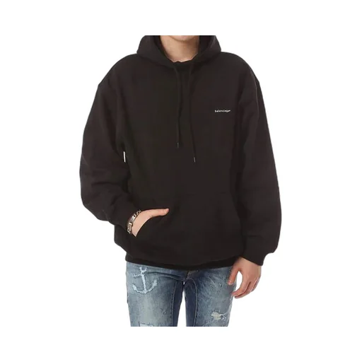 Dropped Shoulder Sleeves Alphabet Hoodie Black