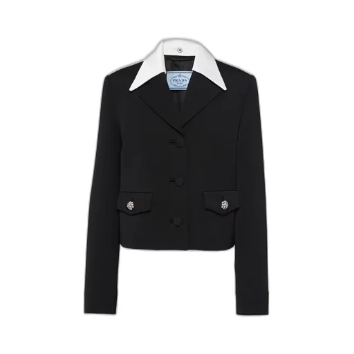 Single-breasted wool and satin jacket