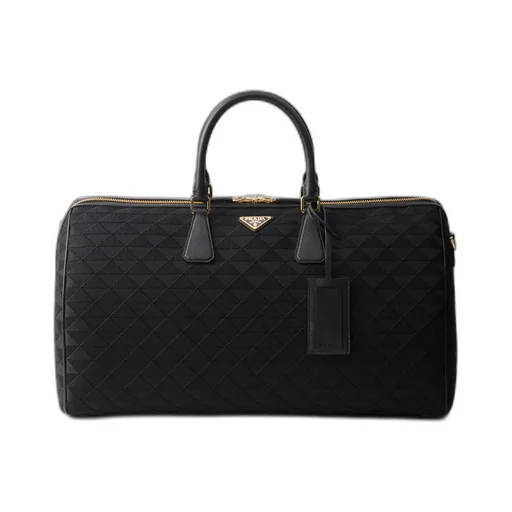 Embroidered fabric duffel bag