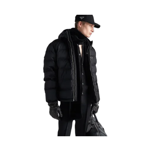 Cropped Re-Nylon down jacket