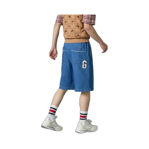 Denim shorts with G Gucci patch