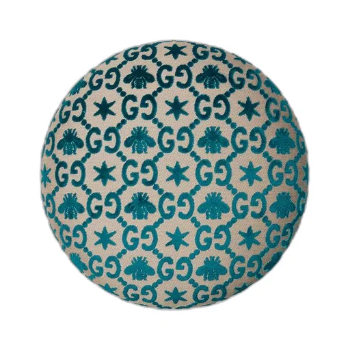 GG bee and star jacquard round stool