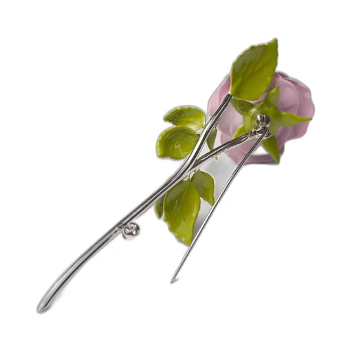 Enameled metal brooch