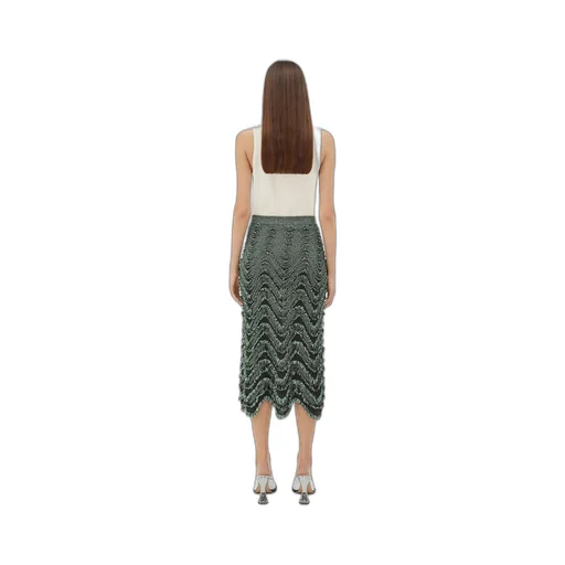 Textured Viscose Skirt With Weaved Fringes