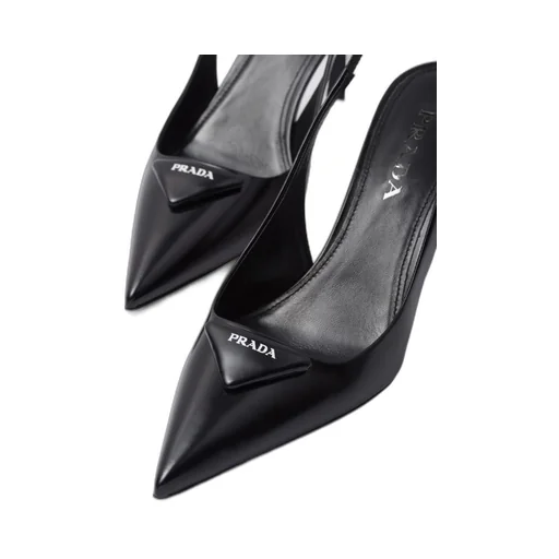 Brushed leather slingback pumps