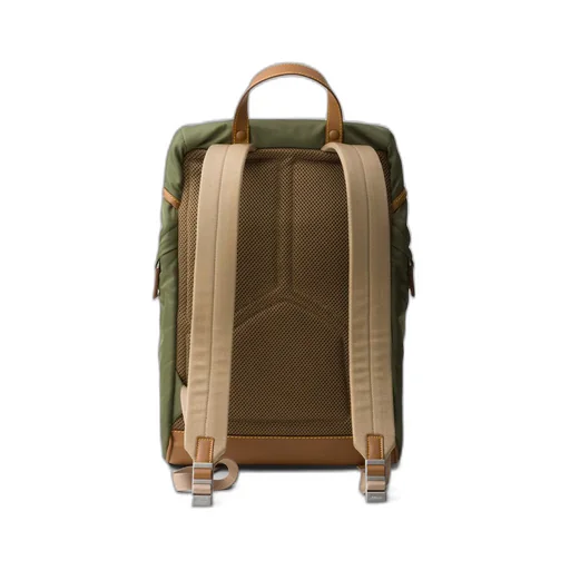 Re-Nylon and leather backpack