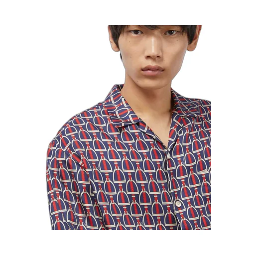Horsebit print silk shirt
