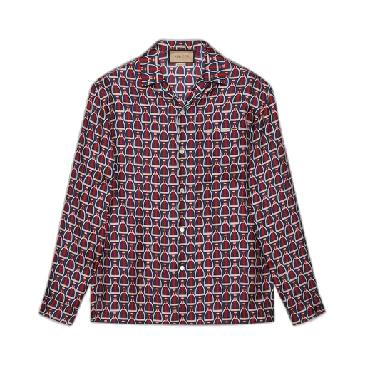 Horsebit print silk shirt