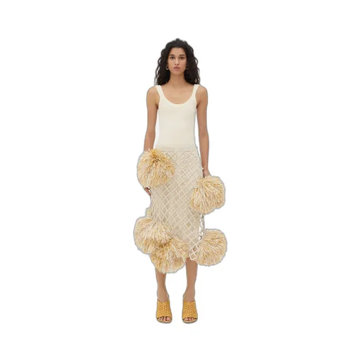Paper Mesh Crochet Skirt With Pompom