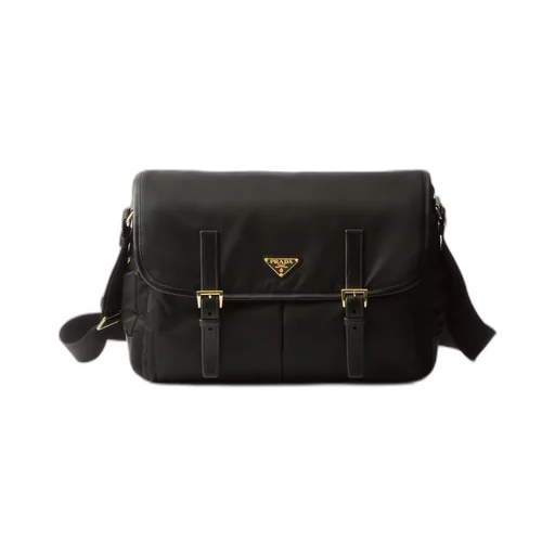 Large Re-Nylon and leather shoulder bag