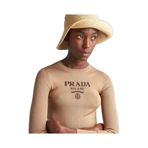 Cropped silk sweater with logo